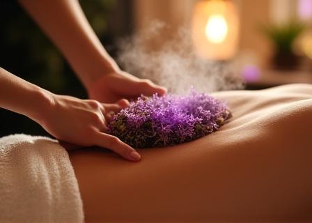 Ontspannende kruidenstempelmassage